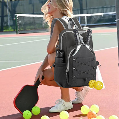 Pickleball racket backpack with hook